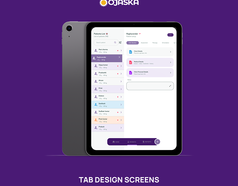 Ojaska Heal Tab Screens